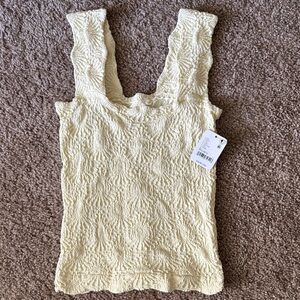 Free People Cream Smocked Tank Top